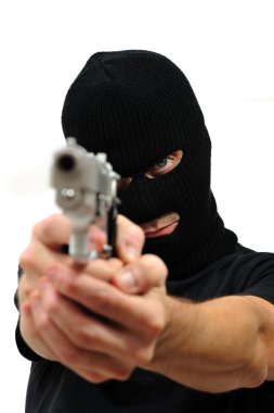 Masked man with gun clipart