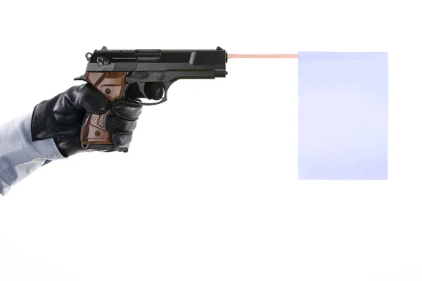 Pistola com bandeira branca — Fotografia de Stock