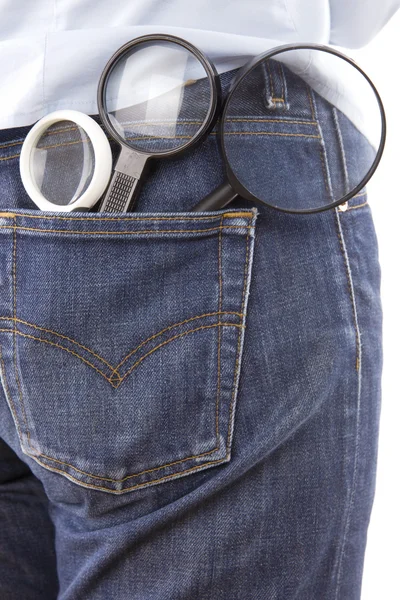 Увеличительные очки в карманах — стоковое фото