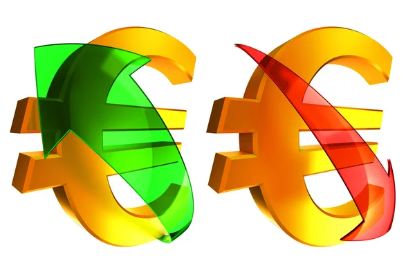 Aumento e descida do euro — Fotografia de Stock