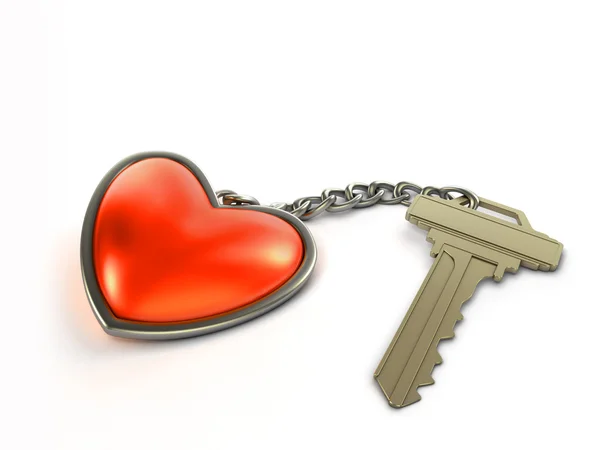 Nyckel med fasad-hjärta — Stockfoto