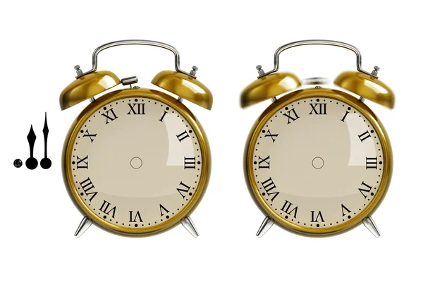 Set de reloj despertador de oro Fotos de stock libres de derechos