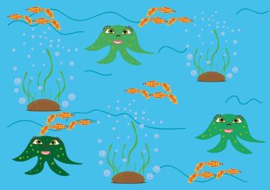 Abstract underwater background with small fishes clipart