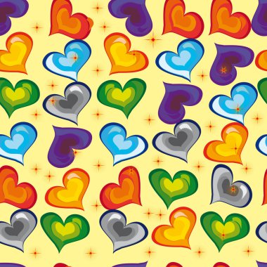 Abstract pattern with bright stars and hearts clipart