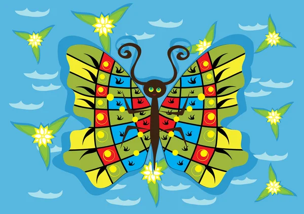 Izole arka kelebek — Stok Vektör