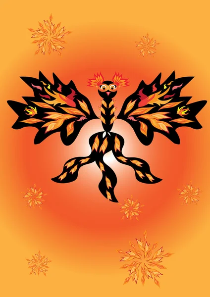 マスクの美しい火の鳥 — ストックベクタ