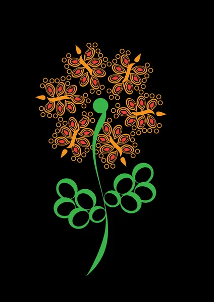 Blume auf schwarzem Hintergrund — Stockvektor