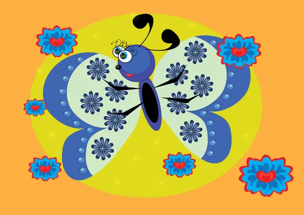 Cartoon vlinder op geïsoleerde achtergrond — Stockvector