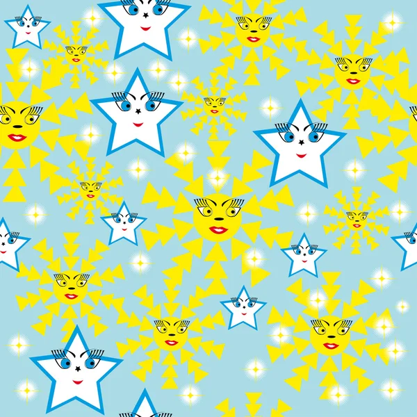 Abstrakt mønster med stjerner og sole – Stock-vektor