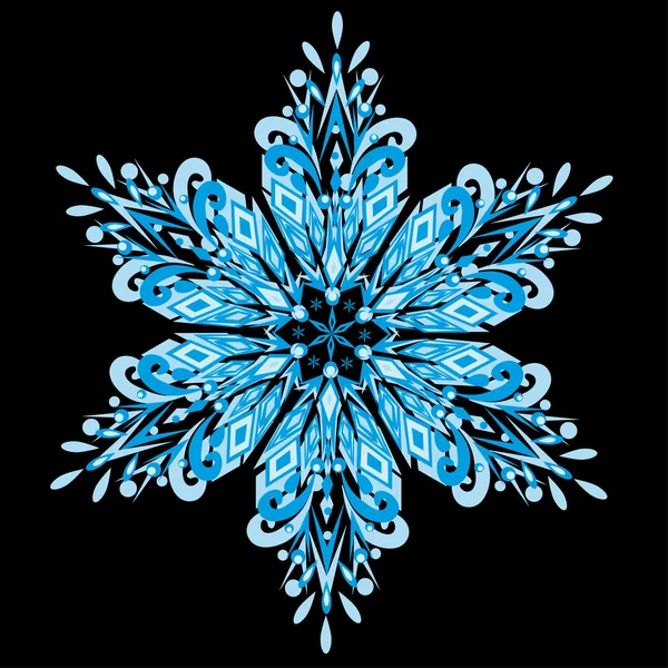 Vector copo de nieve sobre fondo negro — Archivo Imágenes Vectoriales