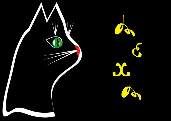 Rahmen mit schwarzer Katze — Stockvektor