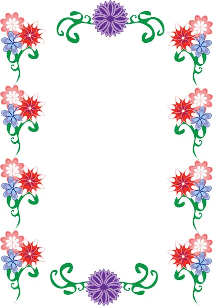 Dekorativ ram med blommor. — Stock vektor