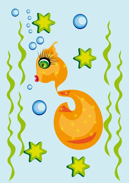Pesce cartone animato su sfondo isolato — Vettoriale Stock