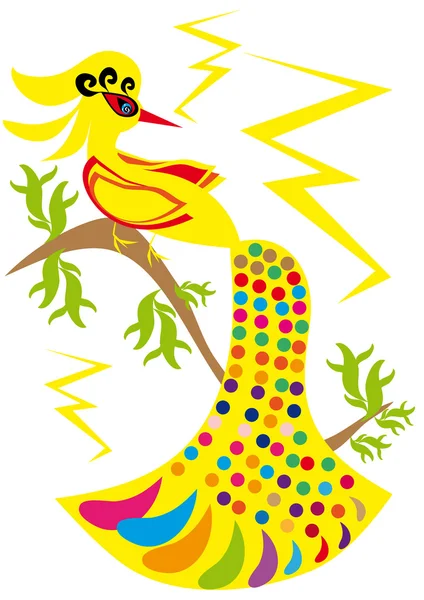 Pájaro dorado sobre fondo aislado — Vector de stock