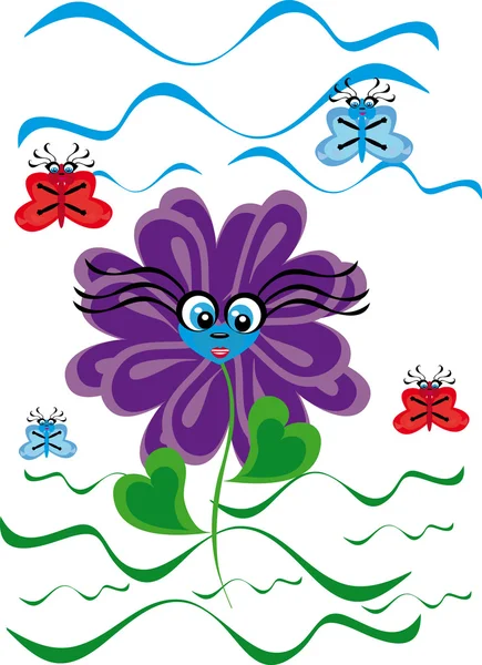 Fleur de dessin animé sur fond isolé — Image vectorielle
