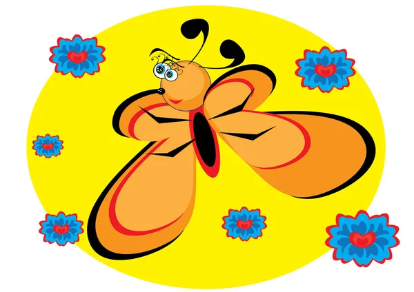 Cartoon vlinder op geïsoleerde achtergrond — Stockvector