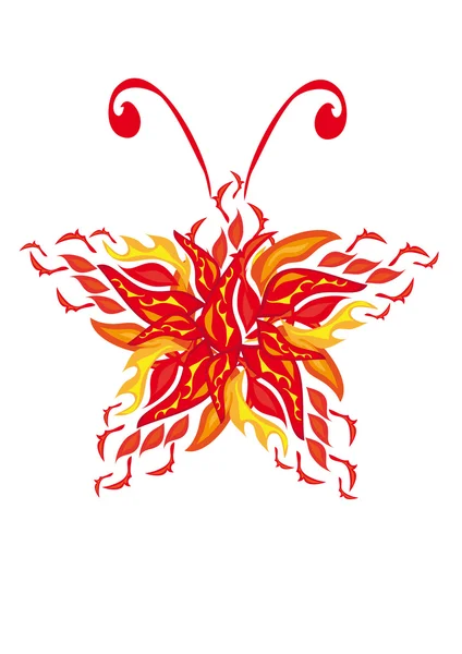 Mariposa de fuego sobre fondo aislado — Archivo Imágenes Vectoriales