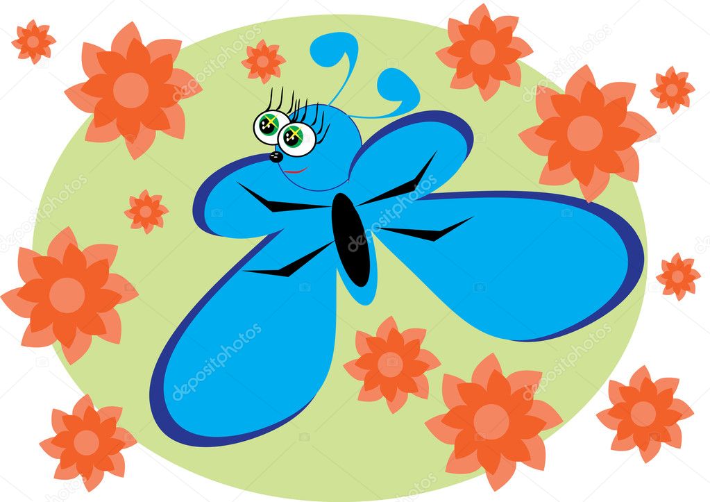 cartoon butterfly on isolated background