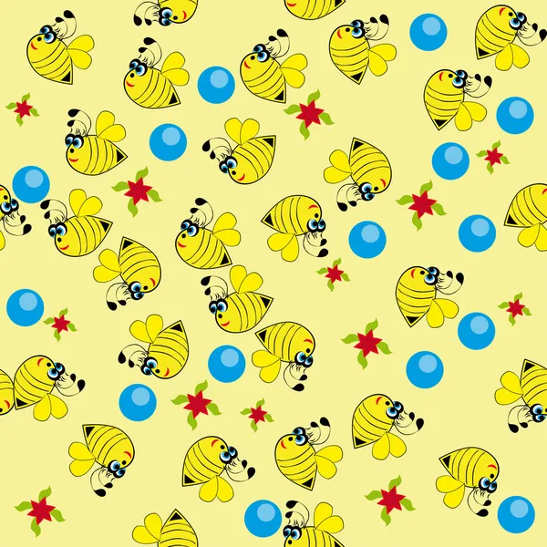 Abstraktní bezešvé struktura s včely — Stockový vektor