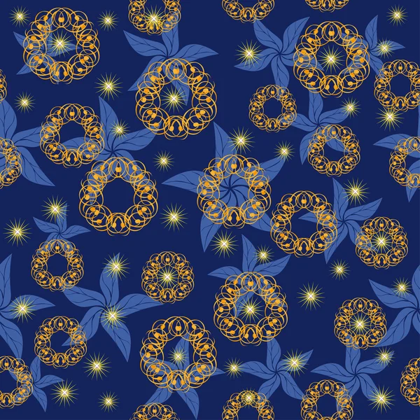 Нічне небо з яскравими зірками і абстрактними квітами — стоковий вектор