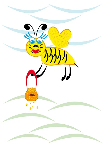 De honingbij is vliegen — Stockvector