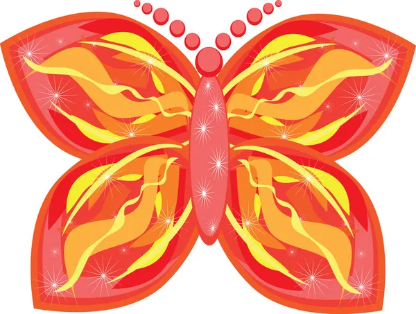 Φωτιά πεταλούδα σε απομονωμένες φόντο — Διανυσματικό Αρχείο