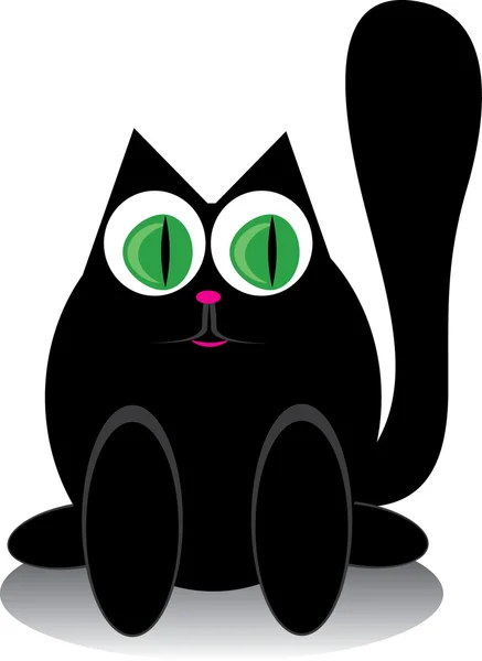 Pequeno desenho animado gato preto — Vetor de Stock