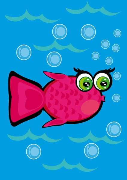 Cartoon fish on isolated background — Stock Vector