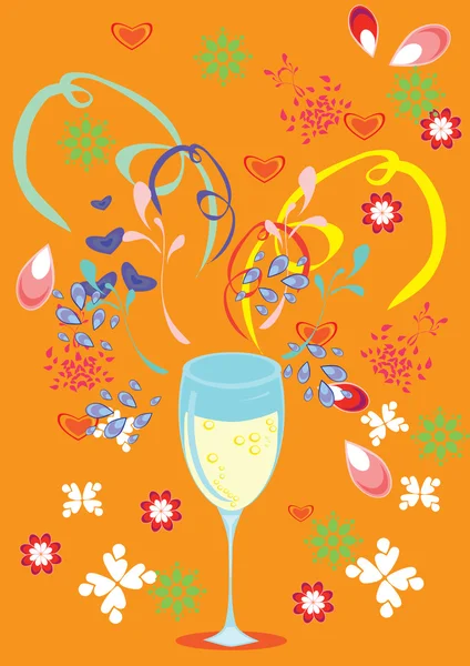 愛、ガラス、ワインと光り輝き美しい背景 — ストックベクタ