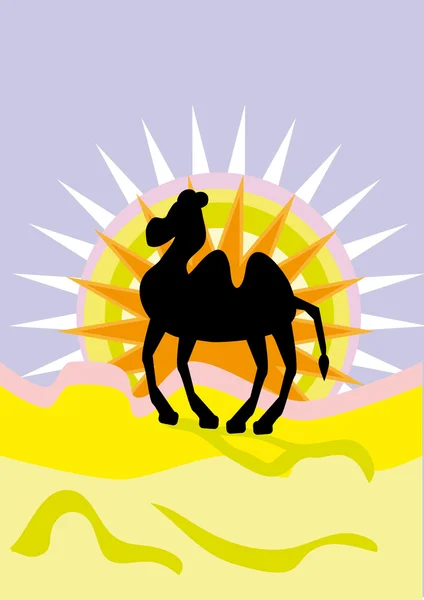 Çölde deve — Stok Vektör