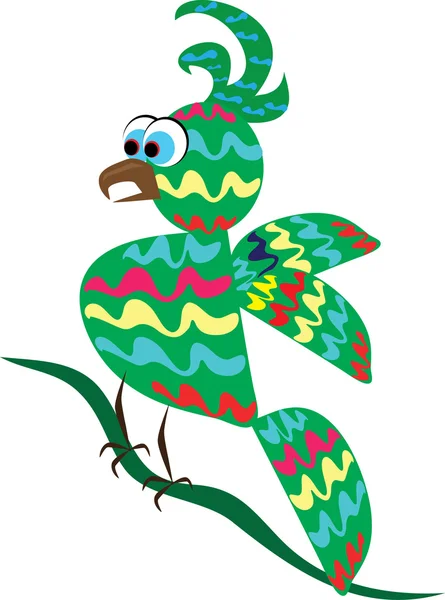 Perroquet tropical ridicule sur le fond isolé — Image vectorielle