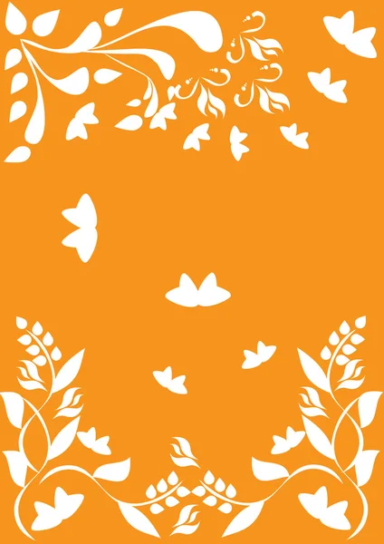Cadre avec des papillons et des fleurs — Image vectorielle