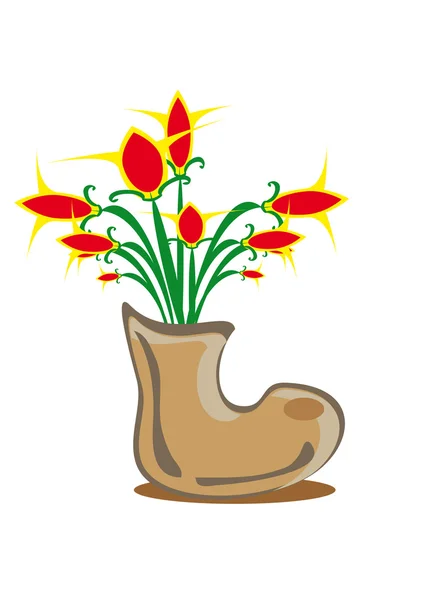 Çiçekler bir boot grup — Stok Vektör