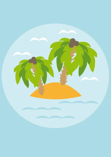 Ön med palmer i havet — Stock vektor