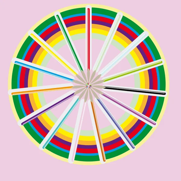 Cirkeln från färgpennor — Stock vektor