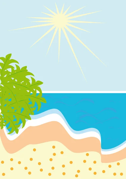 Island with palm trees in the sea — Stock Vector
