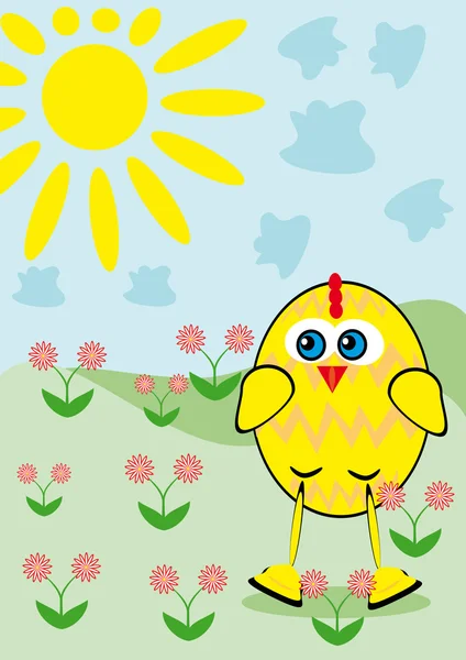Petit poulet dessin animé — Image vectorielle