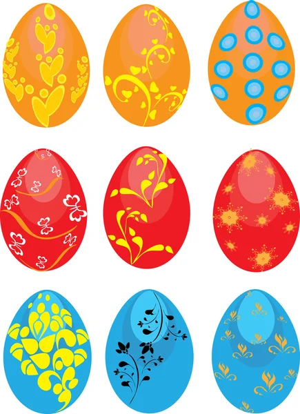 Conjunto de huevos de Pascua en el fondo aislado — Vector de stock