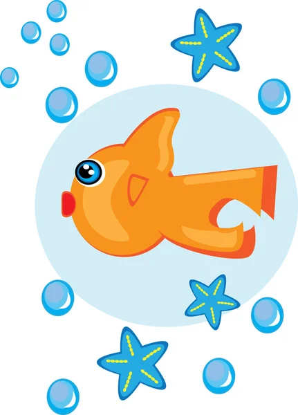 Pesce cartone animato su sfondo isolato — Vettoriale Stock