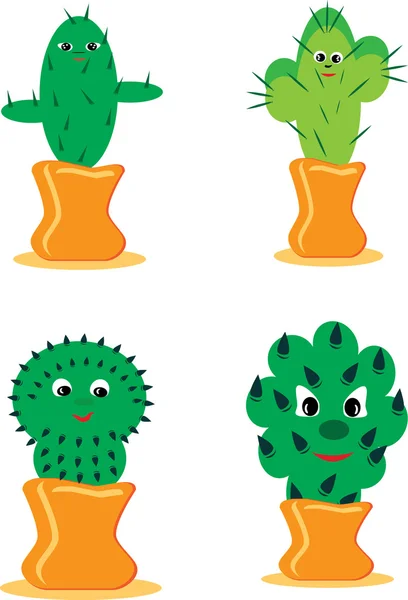 Vidám kaktuszok sor — Stock Vector