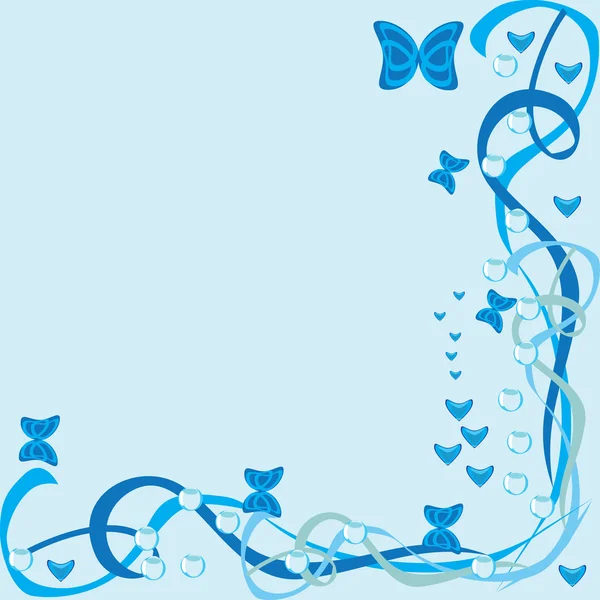 Quadro abstrato com borboletas em um fundo azul —  Vetores de Stock