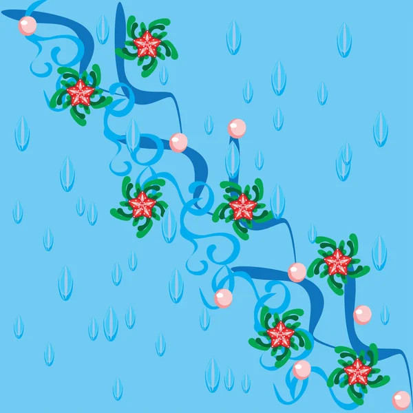 Fondo de agua abstracto y rama con flores — Vector de stock