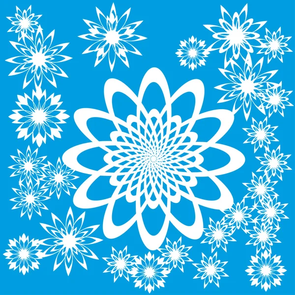 Fond abstrait avec fleurs ou flocons de neige — Image vectorielle