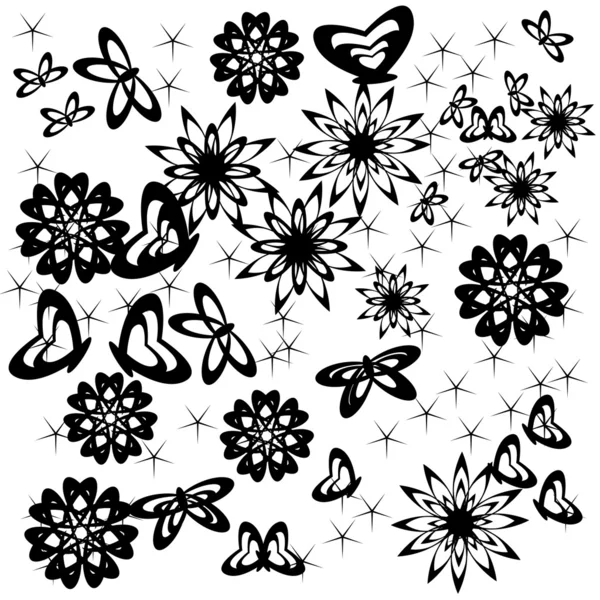 花や蝶の抽象的な背景 — ストックベクタ