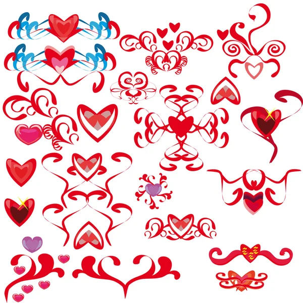 Set with hearts1 — Stock Vector