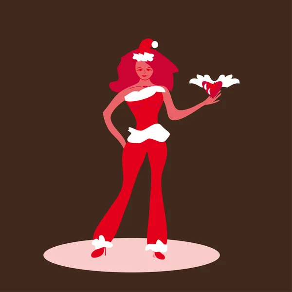 The girl in the red on a holiday — Stock Vector