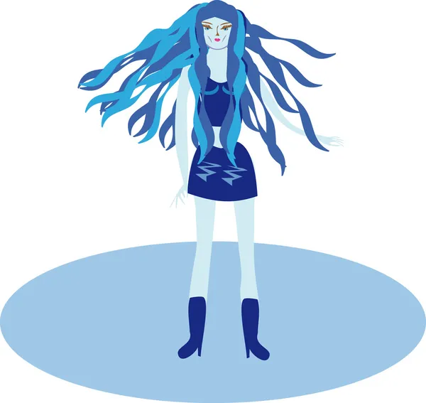 La fille en bleu foncé sur une danse — Image vectorielle