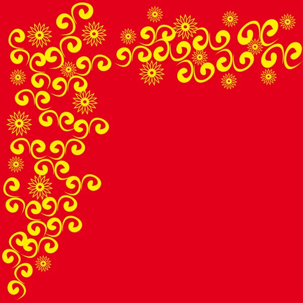 花と抽象的な赤フレームワーク — ストックベクタ