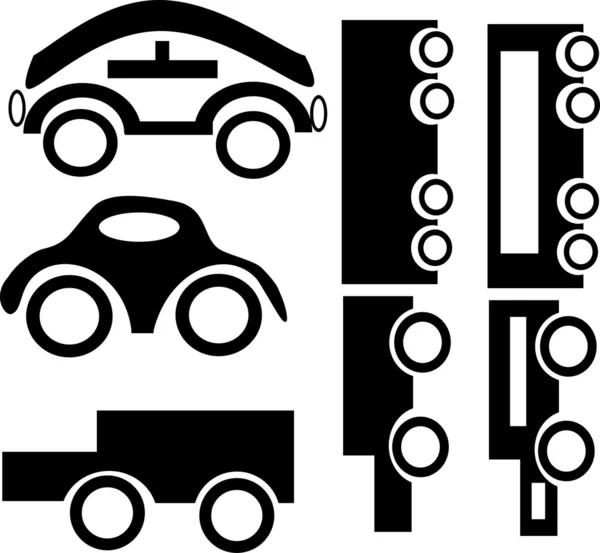 Set di auto nere su sfondo bianco — Vettoriale Stock