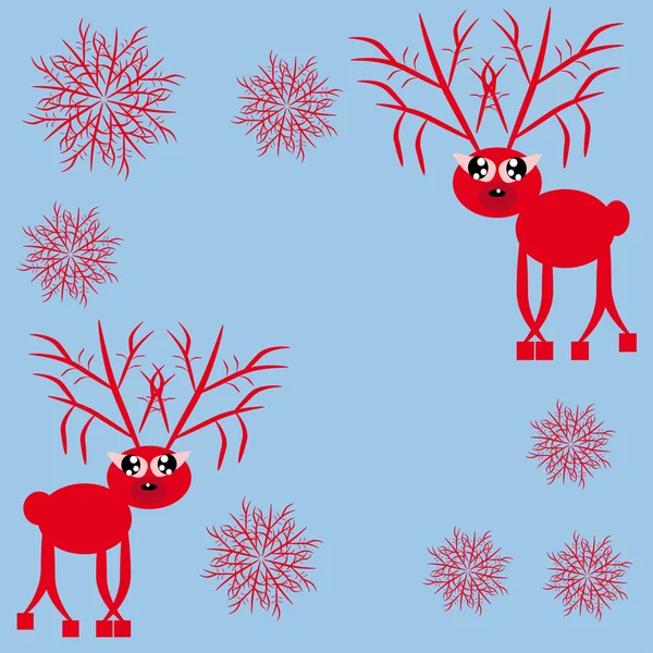 鹿と雪のフレーム — ストックベクタ